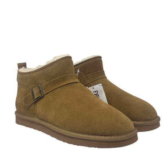 Bearpaw Slip-On Ankle Boots Womens 11 Pawz Brown Suede Leather Buckle NWT Cozy - Picture 9 of 16